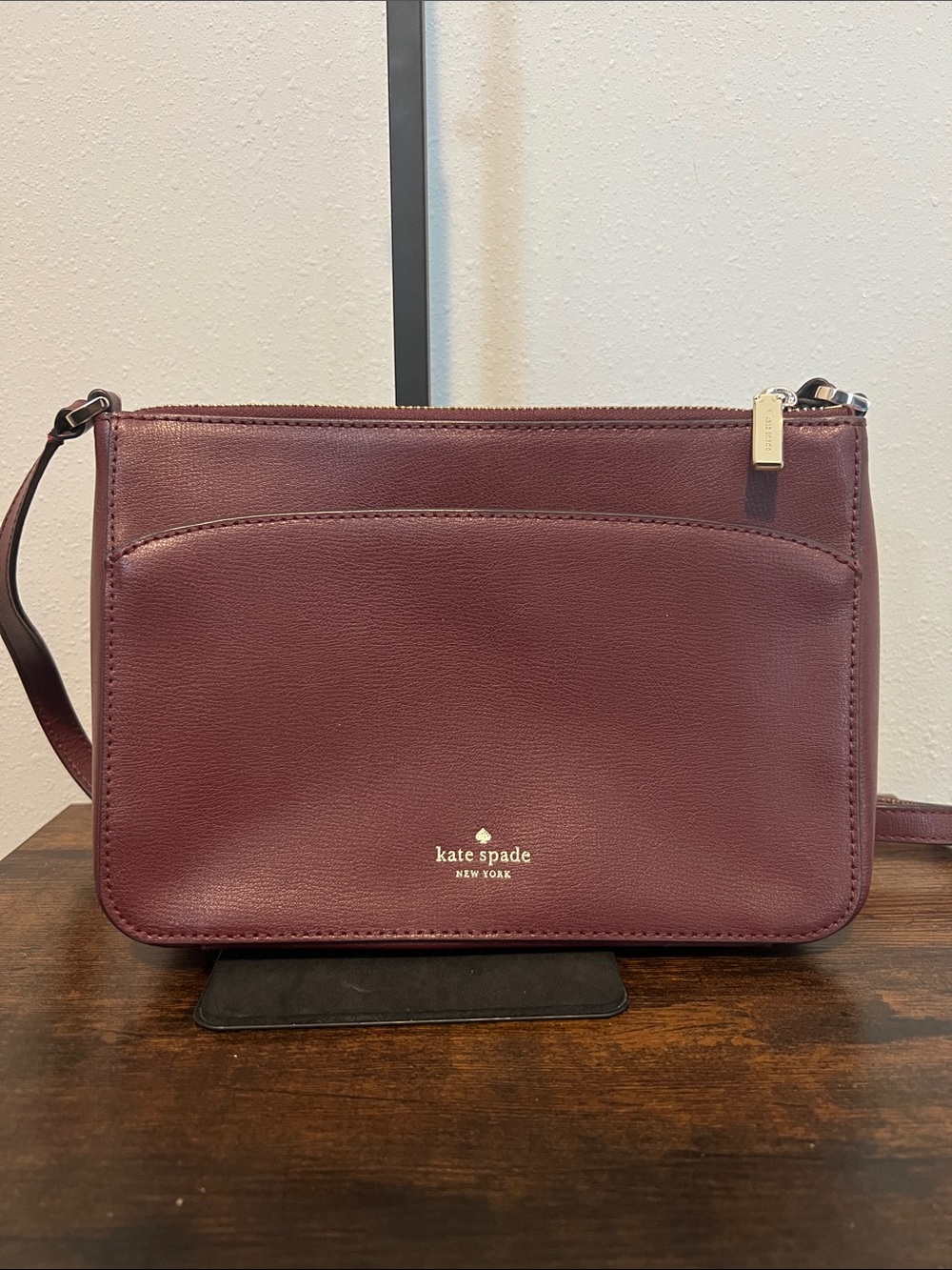 kate spade Plum Leather Crossbody with Front Slip Pocket
